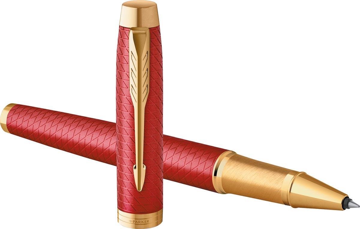 Parker IM premium rød med detaljer i guld, rullepen