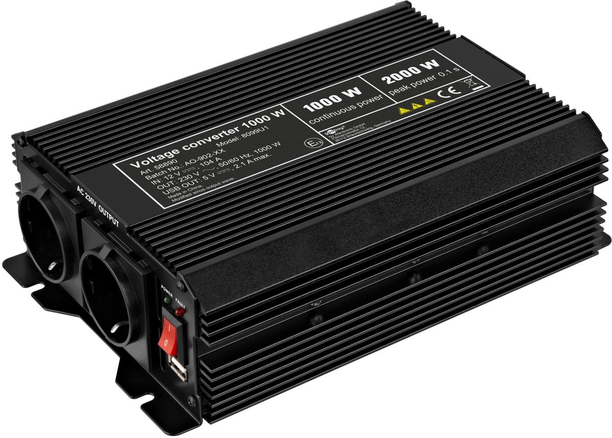 Pro Voltage converter 1.000 W black - converts 12 V D