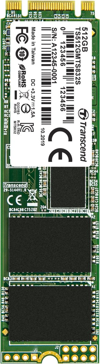 Transcend SSD MTS832S M.2 SATA III 2280 512GB, caché DRAM, Clave B+M