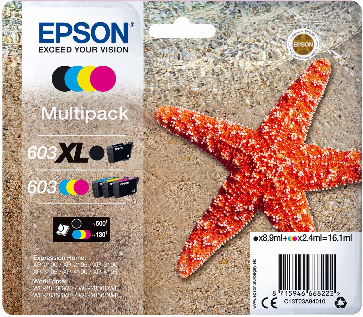 Epson 603 Multipack - 4-pack - black yellow cyan magenta - original - ink cartridge