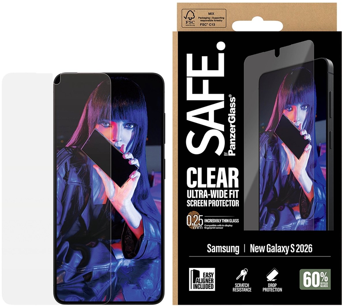 SAFE by PanzerGlass Screen Protector Samsung Galaxy S26 | Ultra-Wide Fit w. EasyAligner