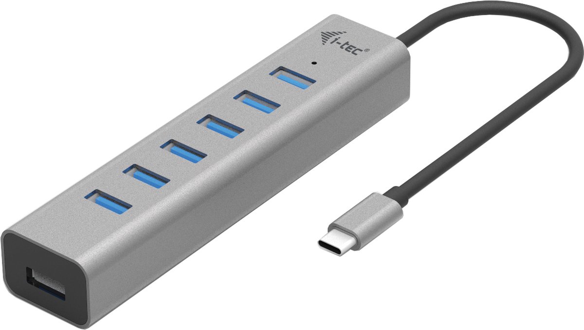 I-Tec Hub - 7-Port USB 3.2 - 15W charging - Aluminium case USB hub - USB 3.2 - 7 ports - Grå