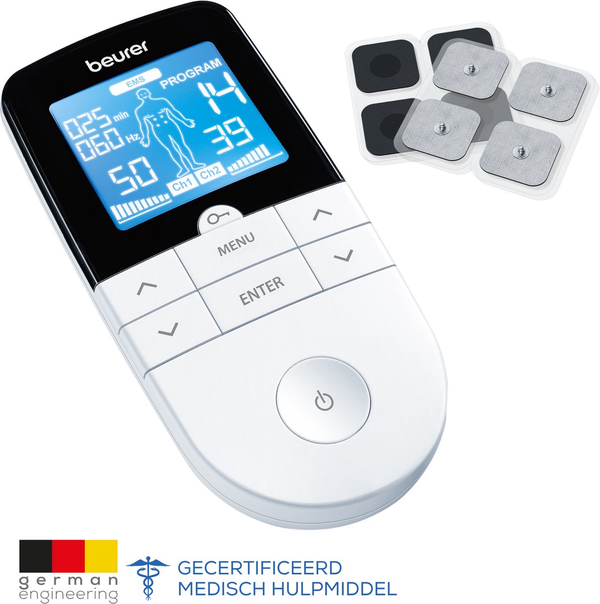 Dispositivo di elettrostimolazione digitale tens/ems 4 elettrodi Beurer EM 49
