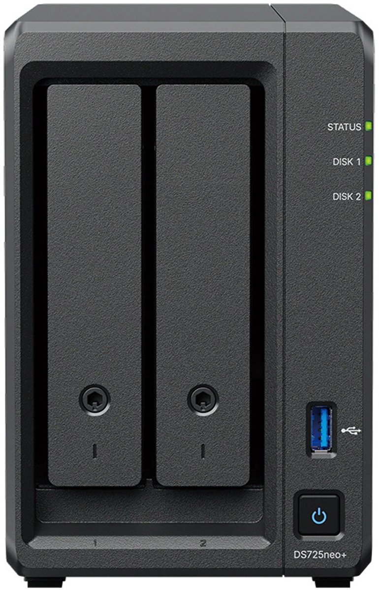 Synology DiskStation DS725neo+ NAS 2-Bay AMD Ryzen™ R1600, 4GB DDR4 RAM, 0/2 HDD/SSD