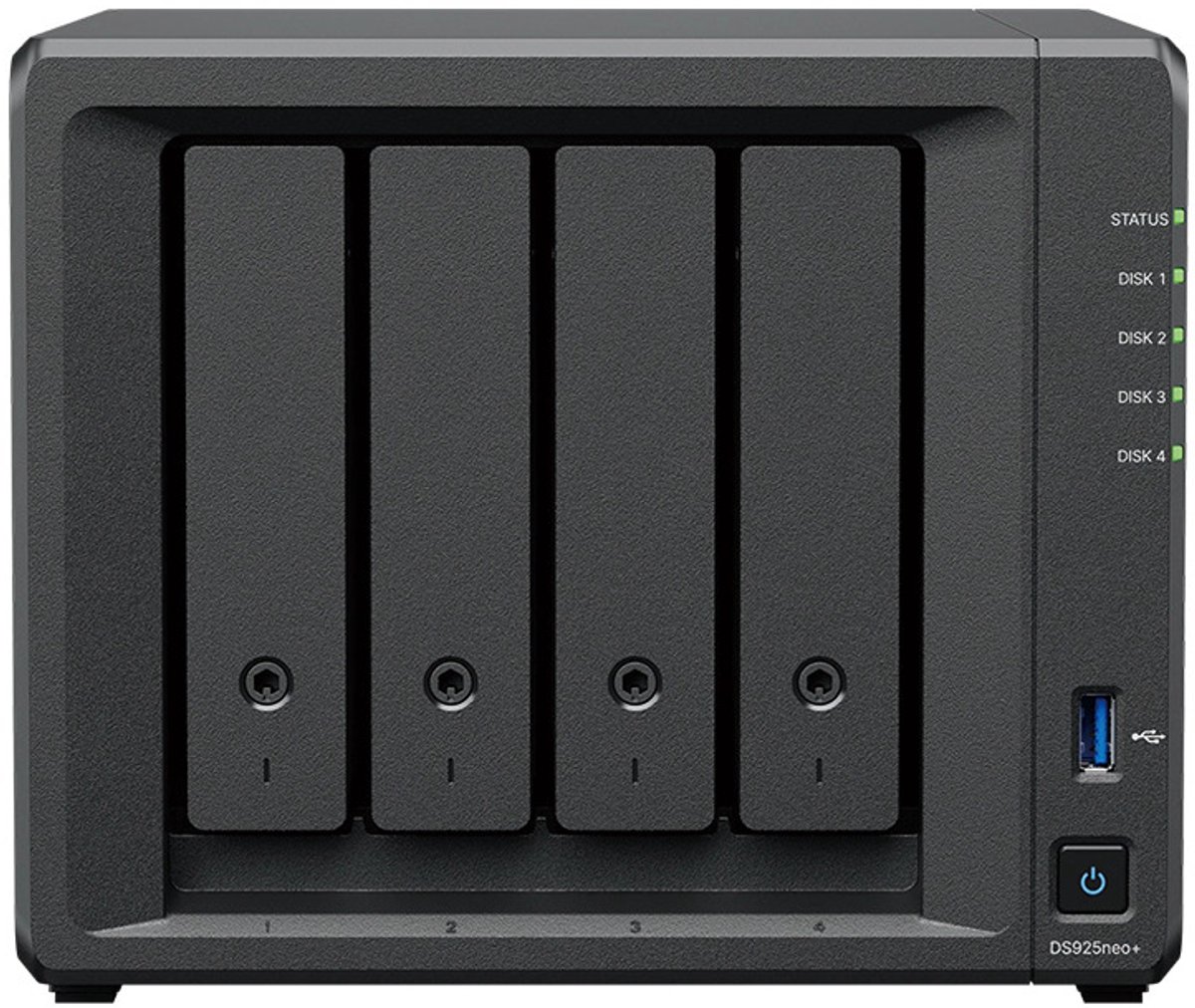 Synology DiskStation DS925neo+ NAS 4-Bay AMD Ryzen™ V1500B, 4GB DDR4 RAM, 0/4 HDD/SSD