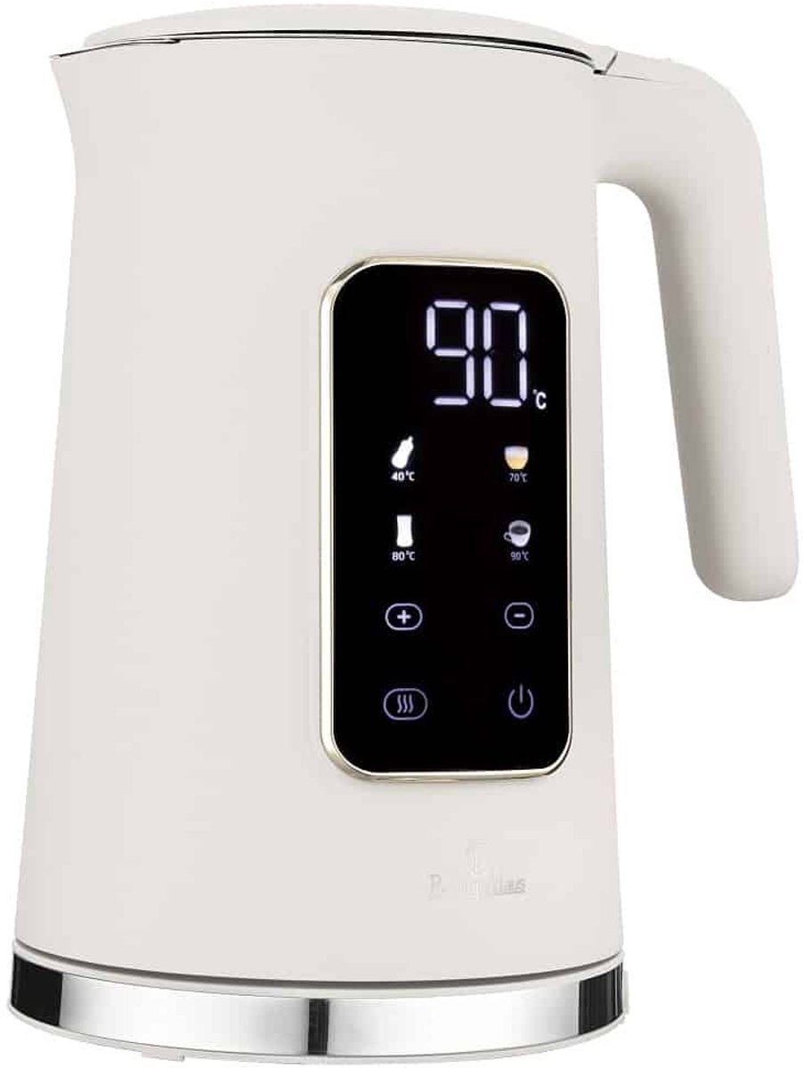 BerlingerHaus Bouilloire sans BPA, boîtier Cool-Touch, Minuteur digital, Écran LCD, présélection de la température, protection contre la surchauffe crème