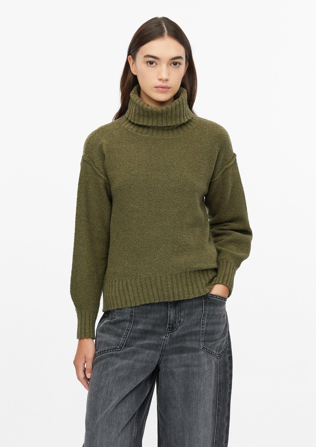 Pull aus Boucle-Material mit Rollkragen für Damen s.Oliver