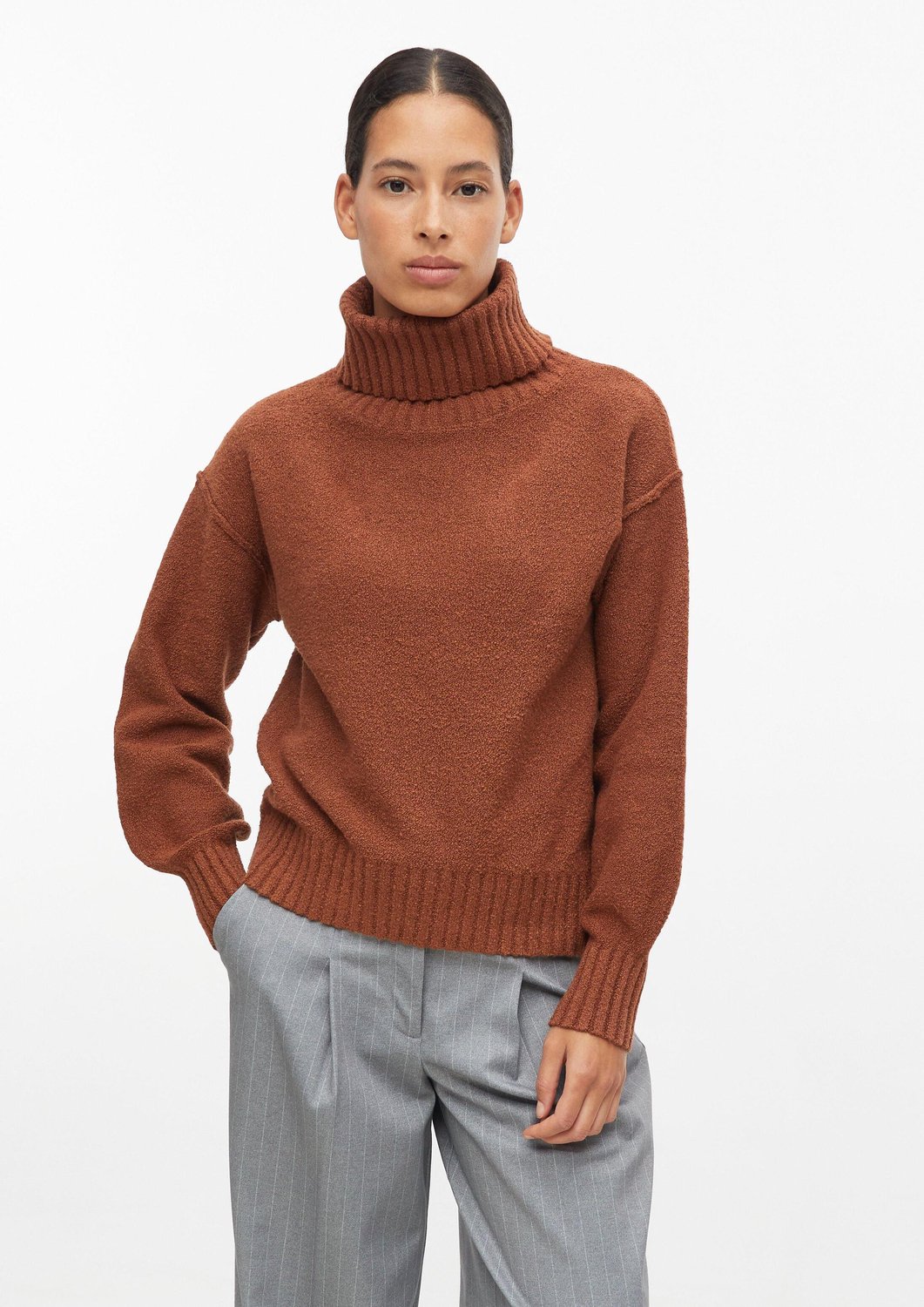 Pull aus Boucle-Material mit Rollkragen für Damen s.Oliver