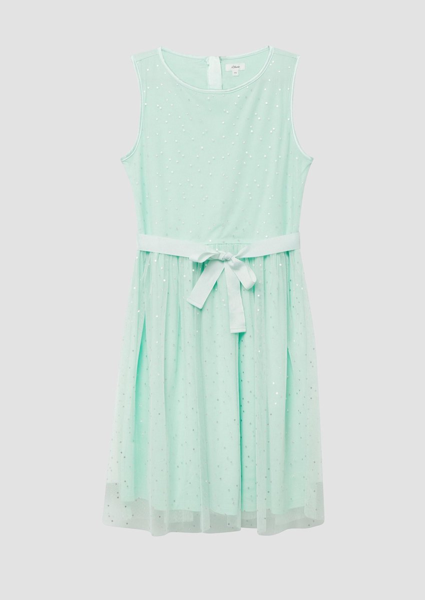 Kurzes Kleid mit Allover-Druck und Bindegürtel Mädchen s.Oliver