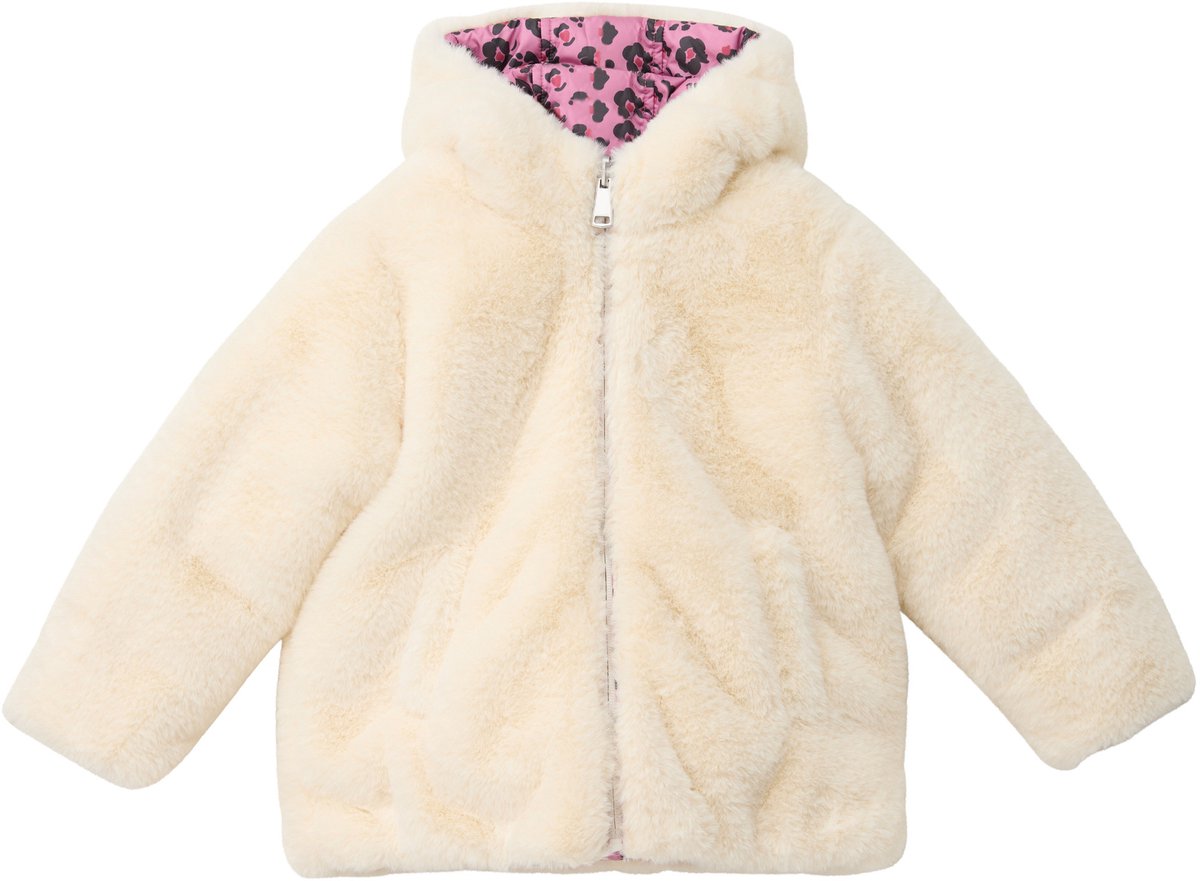 Reversible Kapuzenjacke mit Tiermotiv und Kunstfell Mädchen s.Oliver