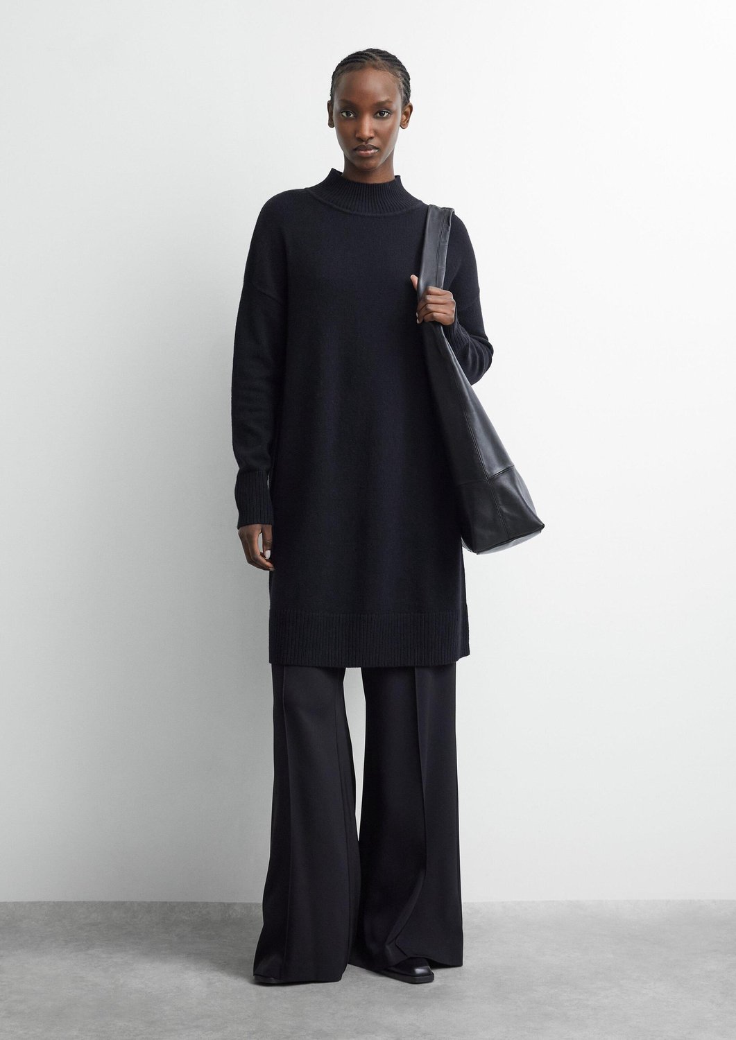 Strickkleid mit Stehkragen und Rippdetails für Damen COMMA