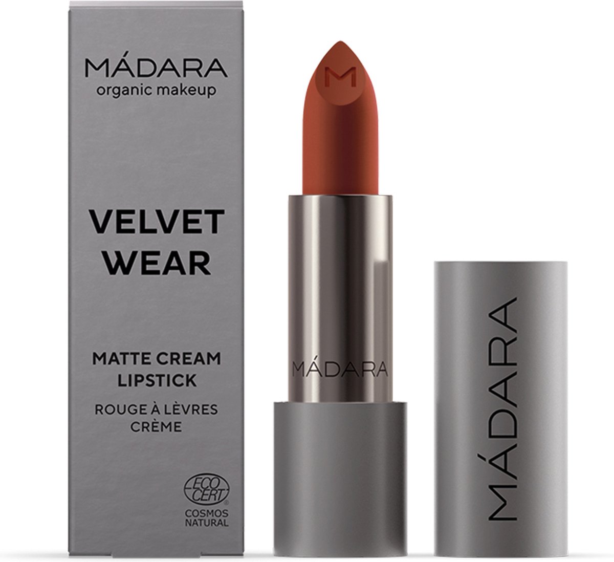 Madara Velvet Matte Cream Lipstick, matter Lippenstift mit satiniertem Finish, Magma, 3,8 g