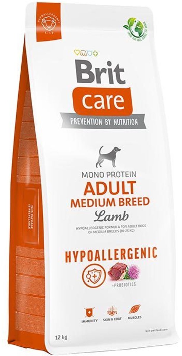 Brit Care Hypoallergenic Adult Medium Breed Agnello & Riso Crocchette cane - Set %: 2 x 12 kg
