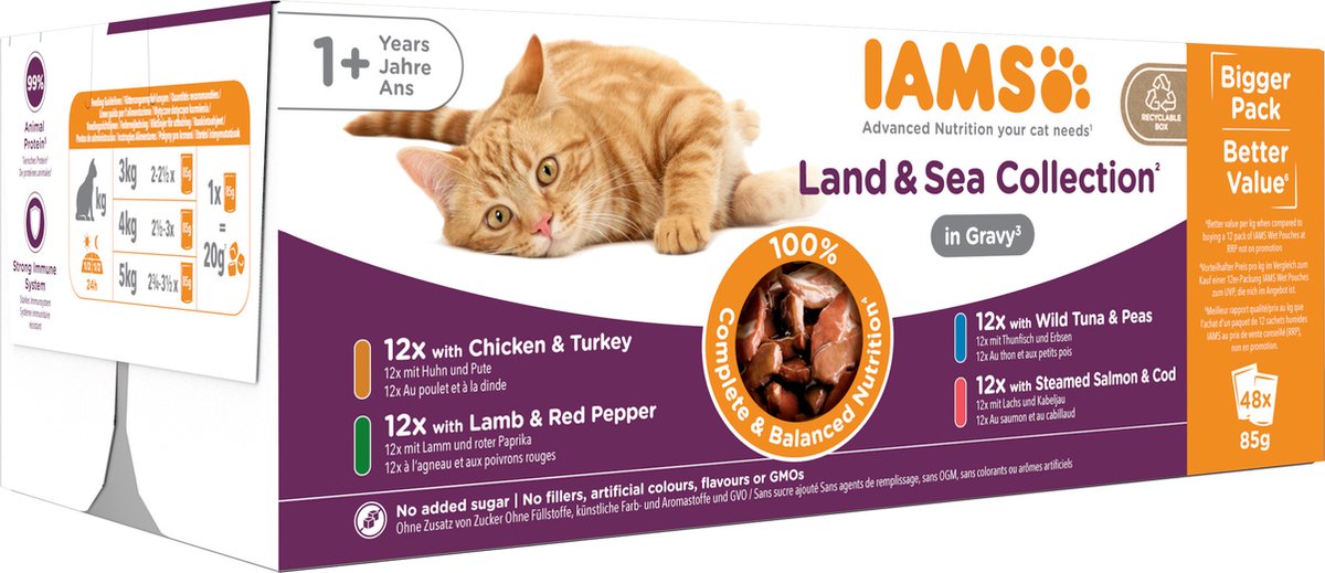 IAMS Advanced Nutrition Adult Land & Sea Mix - Set %: 96 x 85 g in salsa