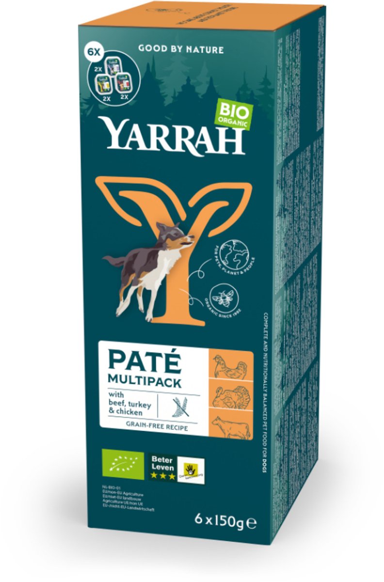 Yarrah Bio Wellness Paté 24 x 150 g - Mix: 2x Pollo, 2x Manzo, 2x Tacchino