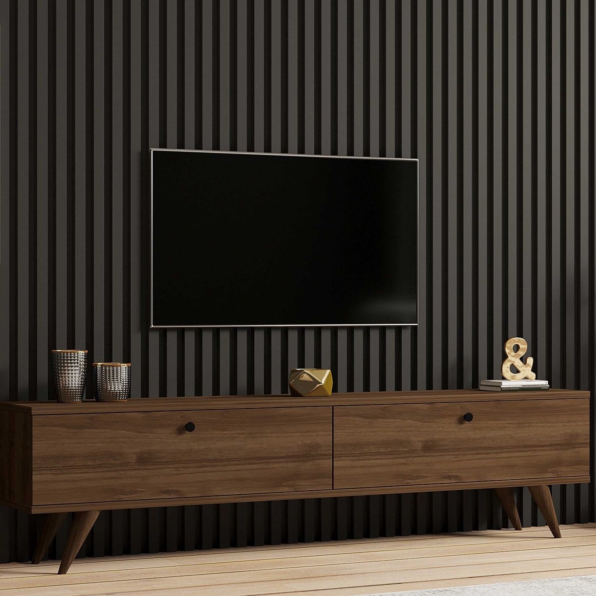 Mobile porta TV 60x25x40 cm effetto legno noce