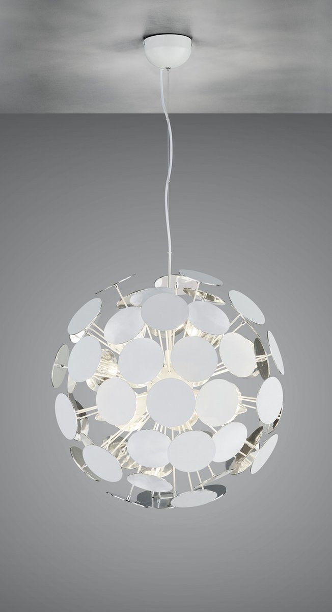 Lampadario bianco e argento Discalgo Trio