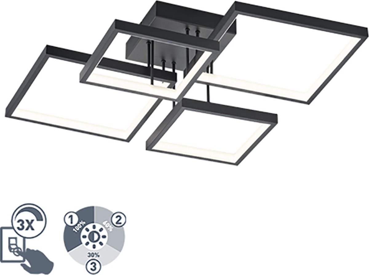 Plafoniera LED 4 elementi Sorrento nero Trio