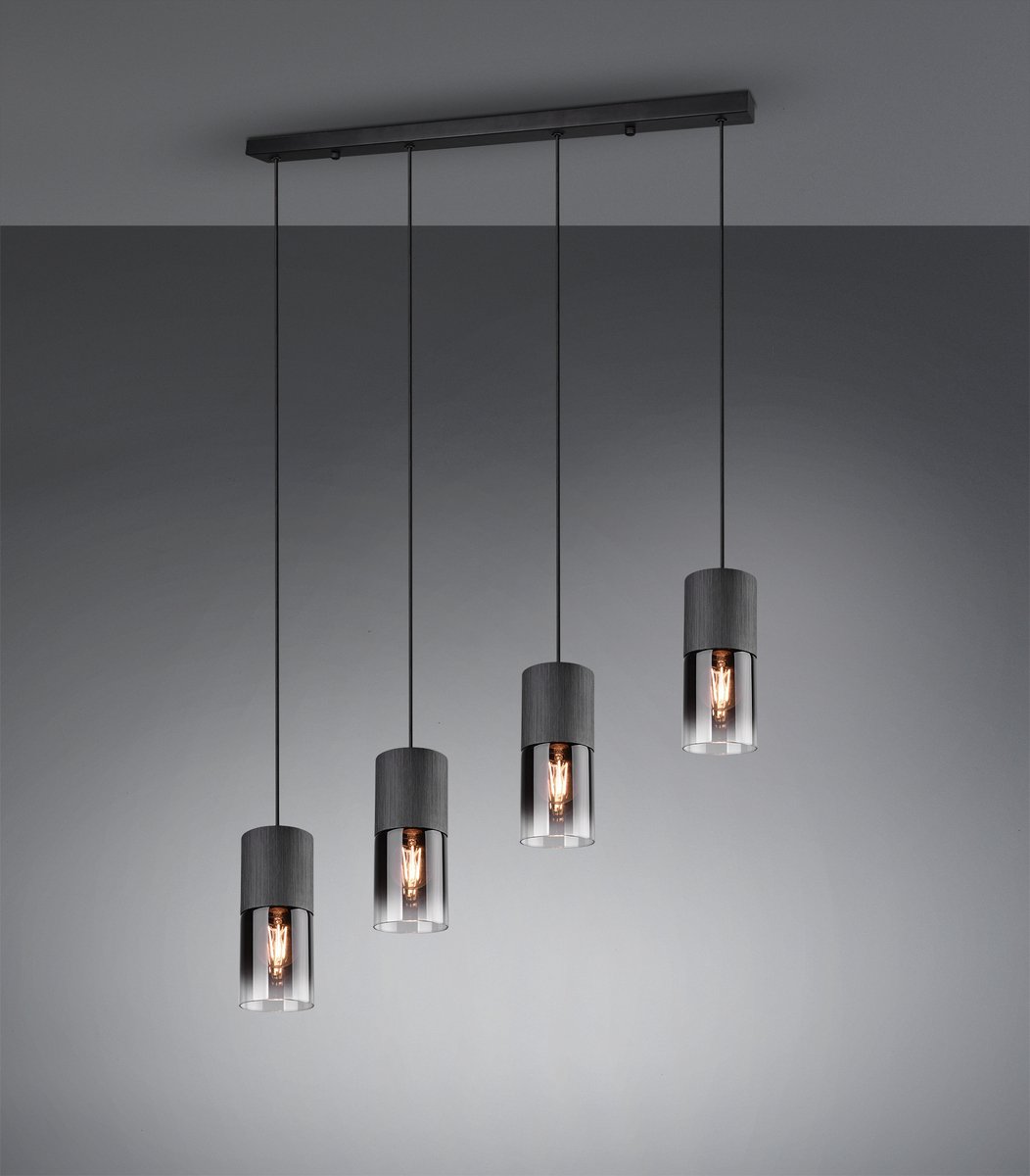 Lampadario 4 luci con paralumi fumé Robin Trio