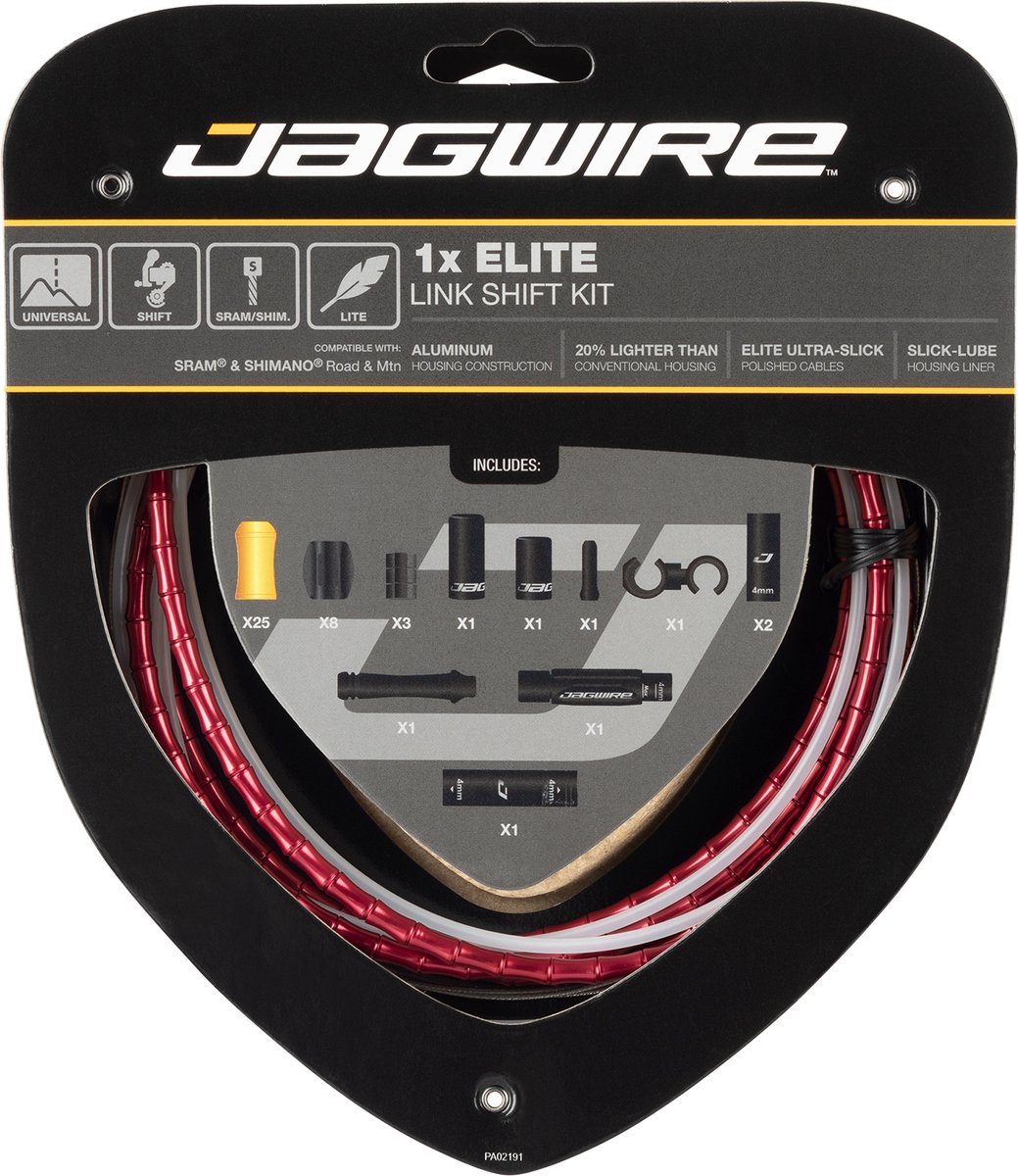 Jagwire Schaltzugset Road & Mountain Elite Link 1x Rot - Kompressionsfreie Schaltperformance