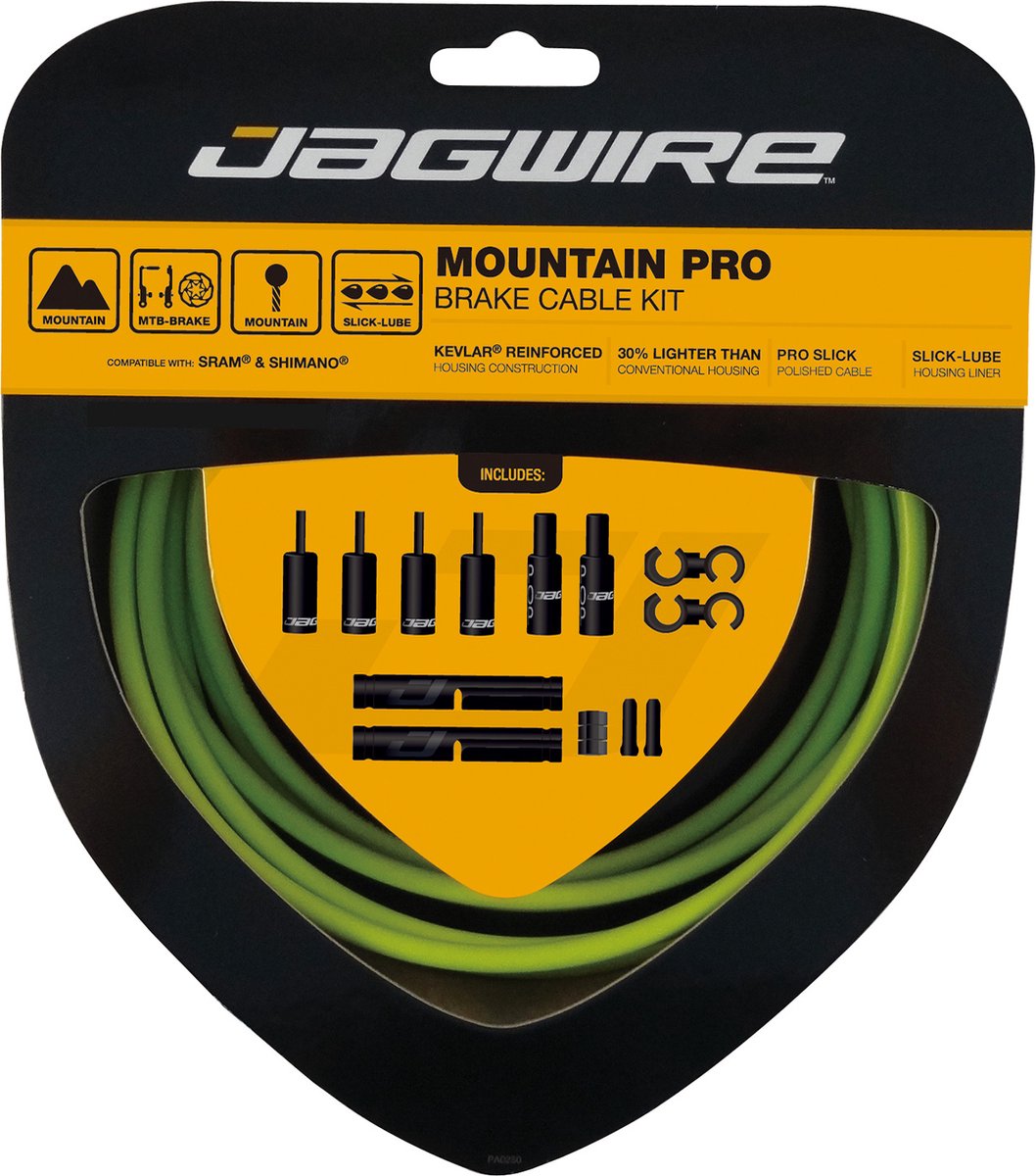 Jagwire Mountain Pro Bremszugset PCK402 Kevlar-Verstärkung Organic Green - MTB Bremsleistung
