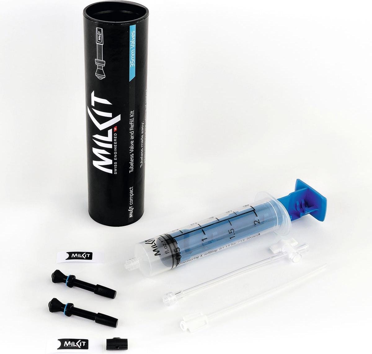 milKit DC3 Tubeless Nachfüllkit compact 35 mm - Dichtmilch nachfüllen ohne Luftverlust