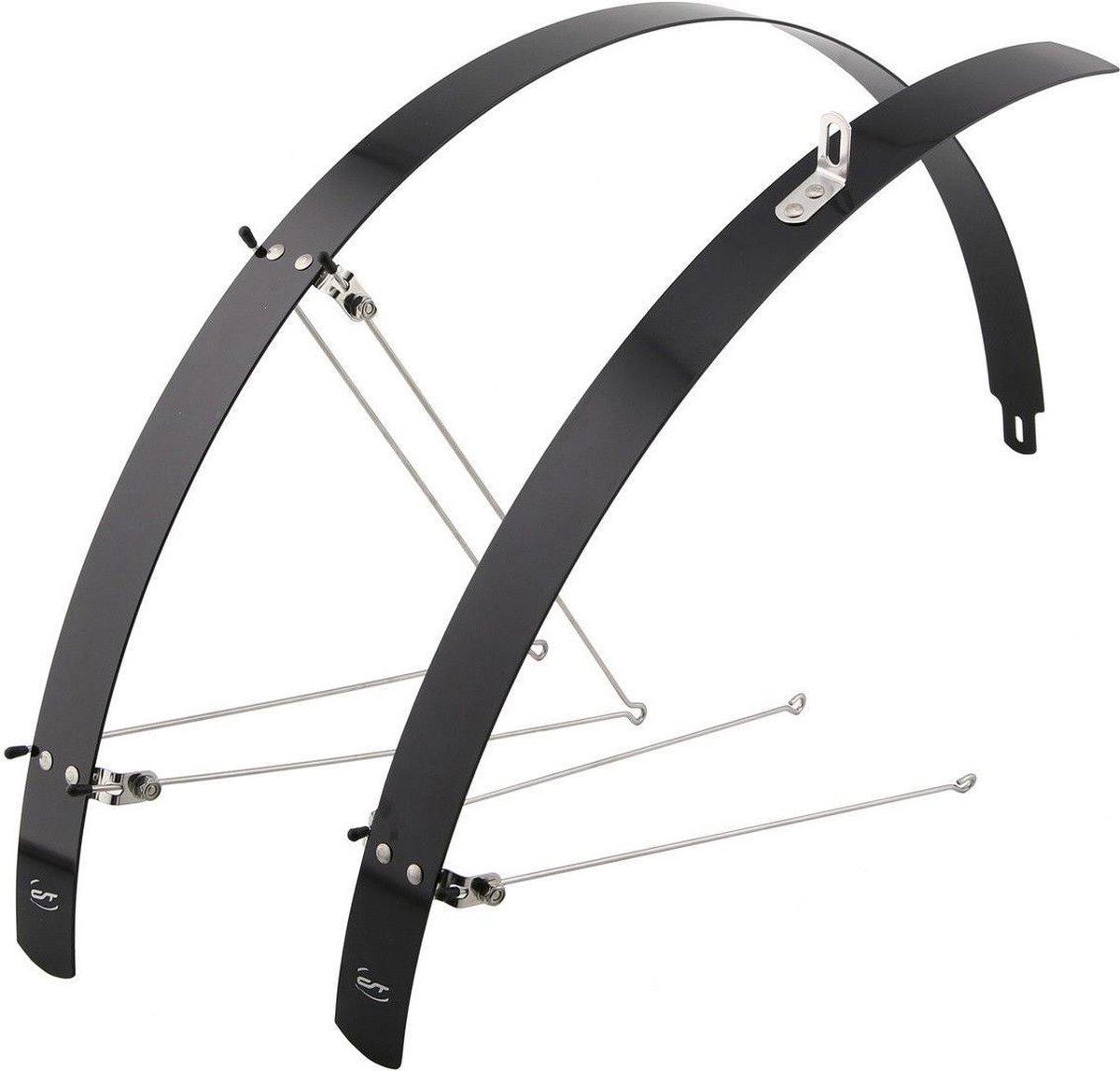 CONTEC Flat Fender Schutzblech-Set 28" Aluminium, 42 mm breit, schwarz, extrem stabil, gradlinig und flach, inklusive Streben