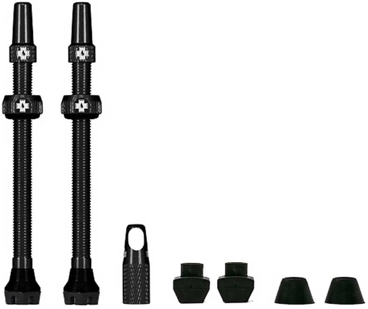Muc-Off Tubeless Valve Kit V2 Universal 60 mm, Presta-Ventile, 7075 Alu, Tyre-Insert Airflow, schwarz