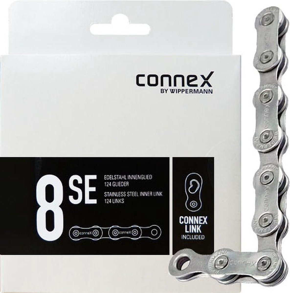 Connex 8s Kette E-Bike 8-fach E 1/2 Zoll x 3/32 136 Glieder silber