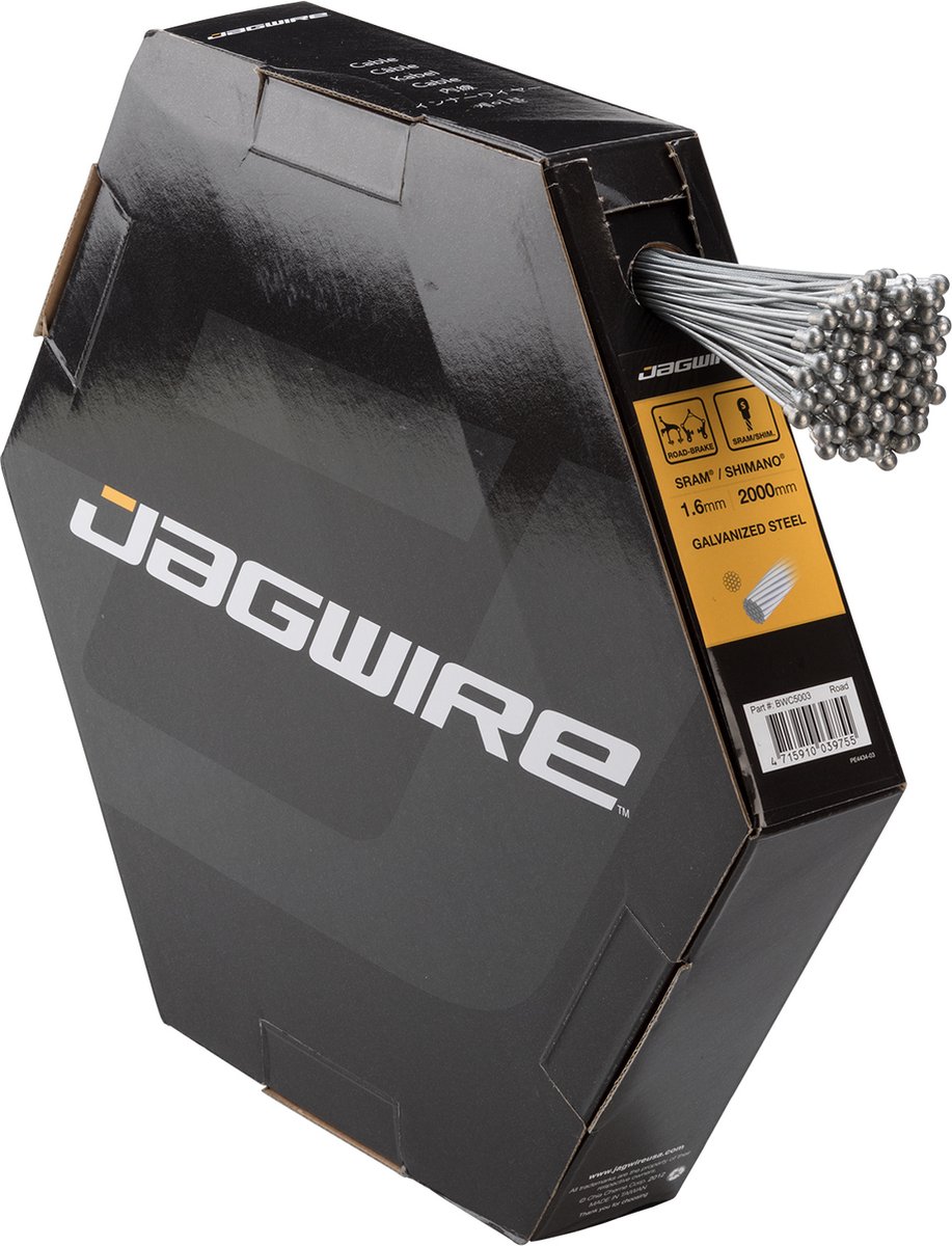 Jagwire Bremszug Road Basic Stahl verzinkt 1,6 x 2000 mm Silber - langlebiger Rennrad-Bremszug