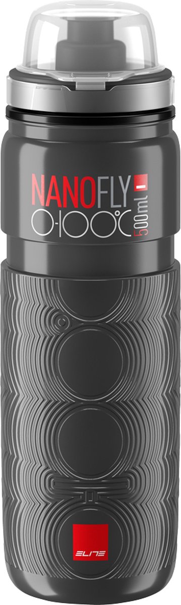 Elite Nano Fly dunkelgrau Trinkflasche grau/rot - ultraleichte, moderne Fahrraßlasche