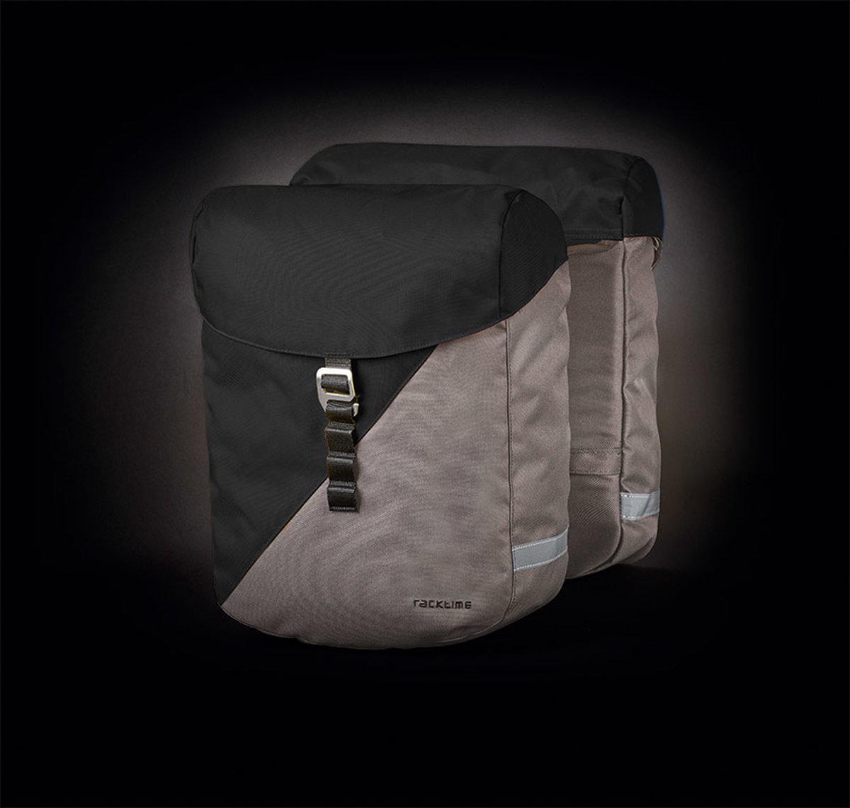 Racktime System Doppeltasche Vida schwarz grau Größe 32x36x14 cm 24 Liter