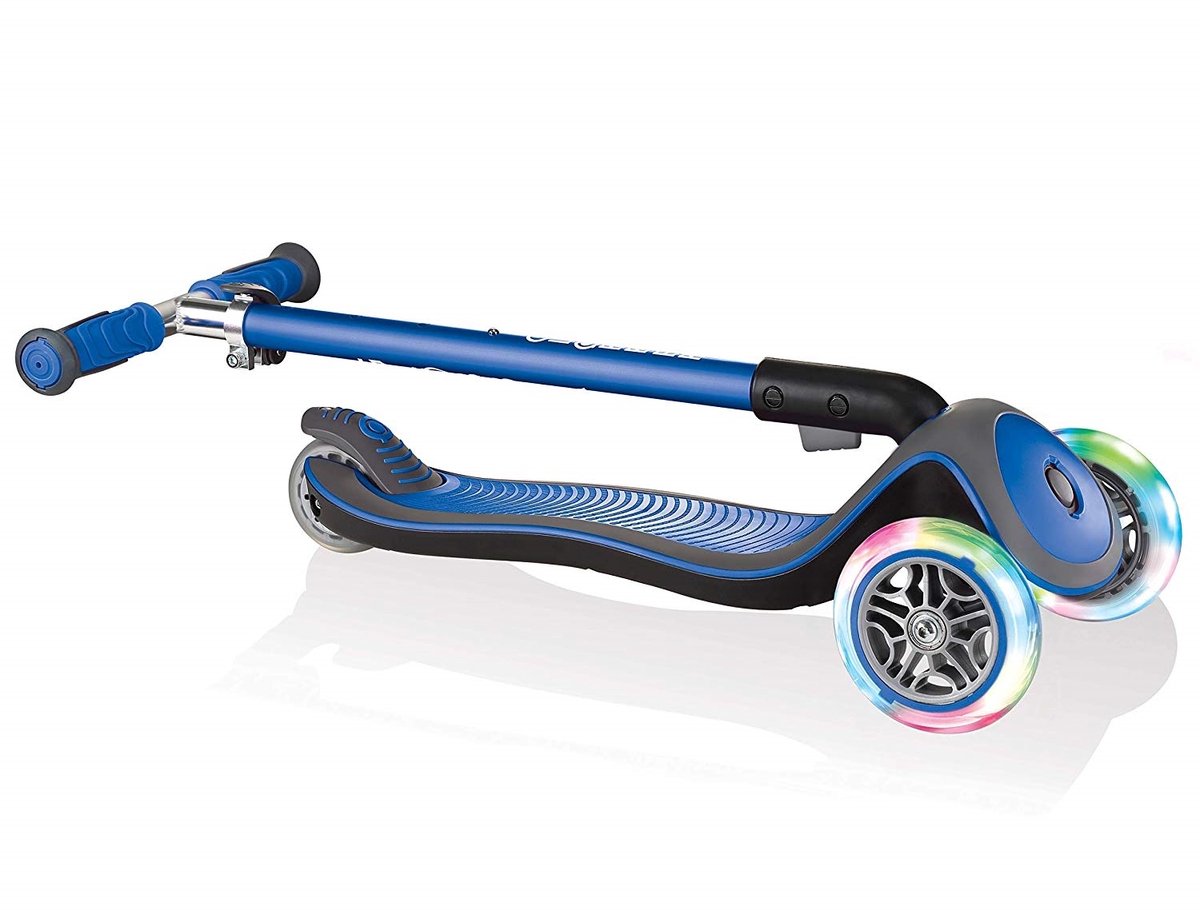 Sk8teforyou Scooter Globber Elite Lights Deluxe navy-blau mit Leuchtrollen