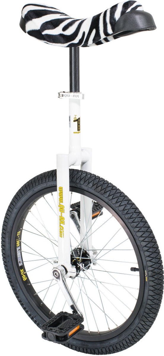 QU-AX Einrad Luxus 20" weiß Alufelge, Reifen schwarz, Zebra-Sattel