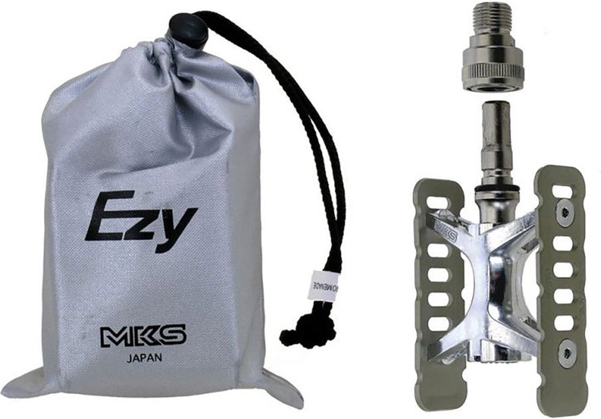 MKS Pedale Clip-On abnehmbar titanfinish mit Tasche