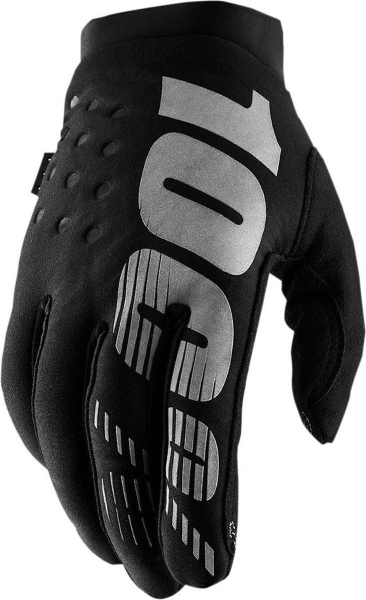 100% Brisker Women's Cold Weather Gloves S black - warmer, griffiger MTB-Winterhandschuh