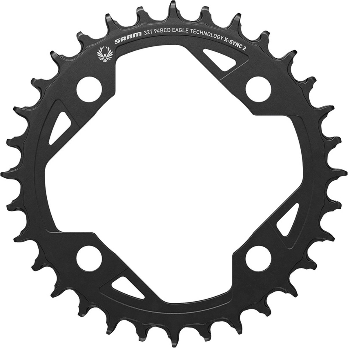 SRAM X-Sync Kettenblatt E-MTB 94 BCD 32T schwarz - Robustes Stahl-Kettenblatt für E-Mountainbikes