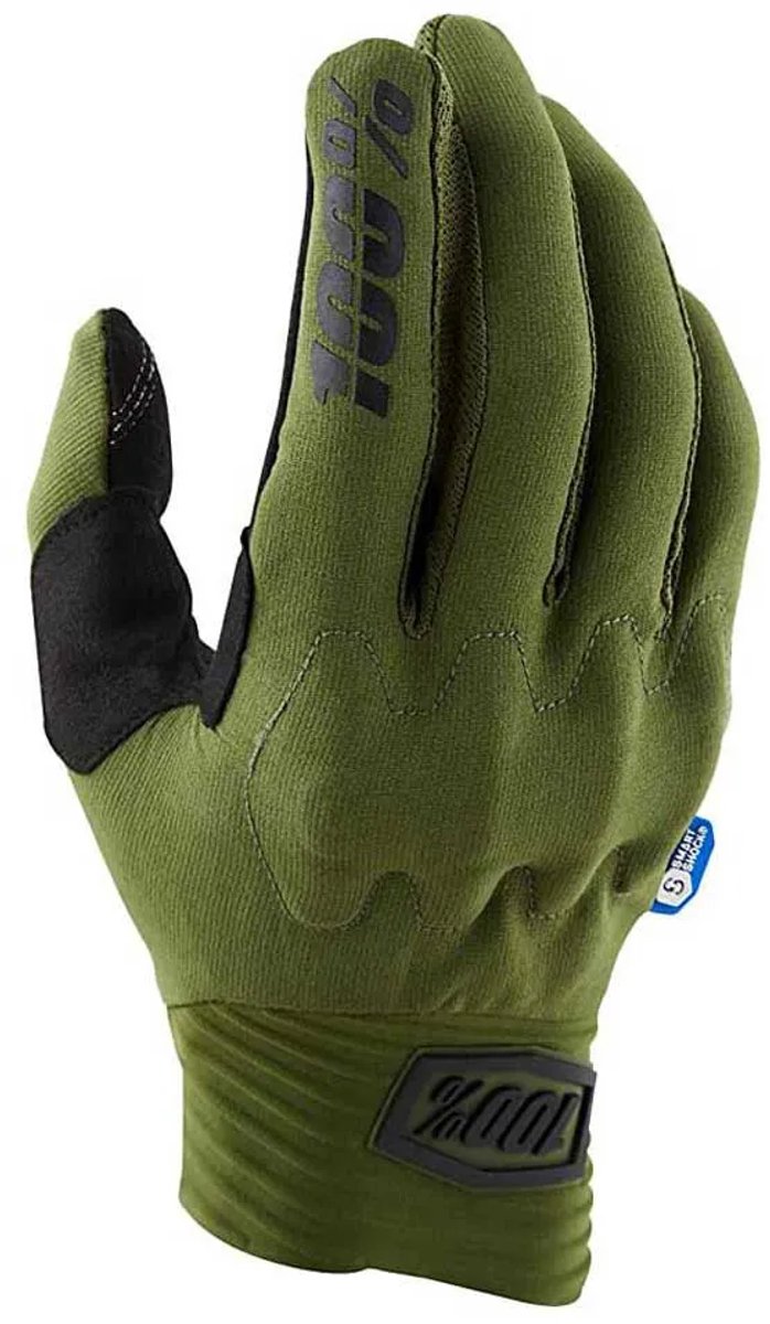 100% Cognito Smart Shock Gloves L Army Green / Black - maximaler Aufprallschutz & Grip