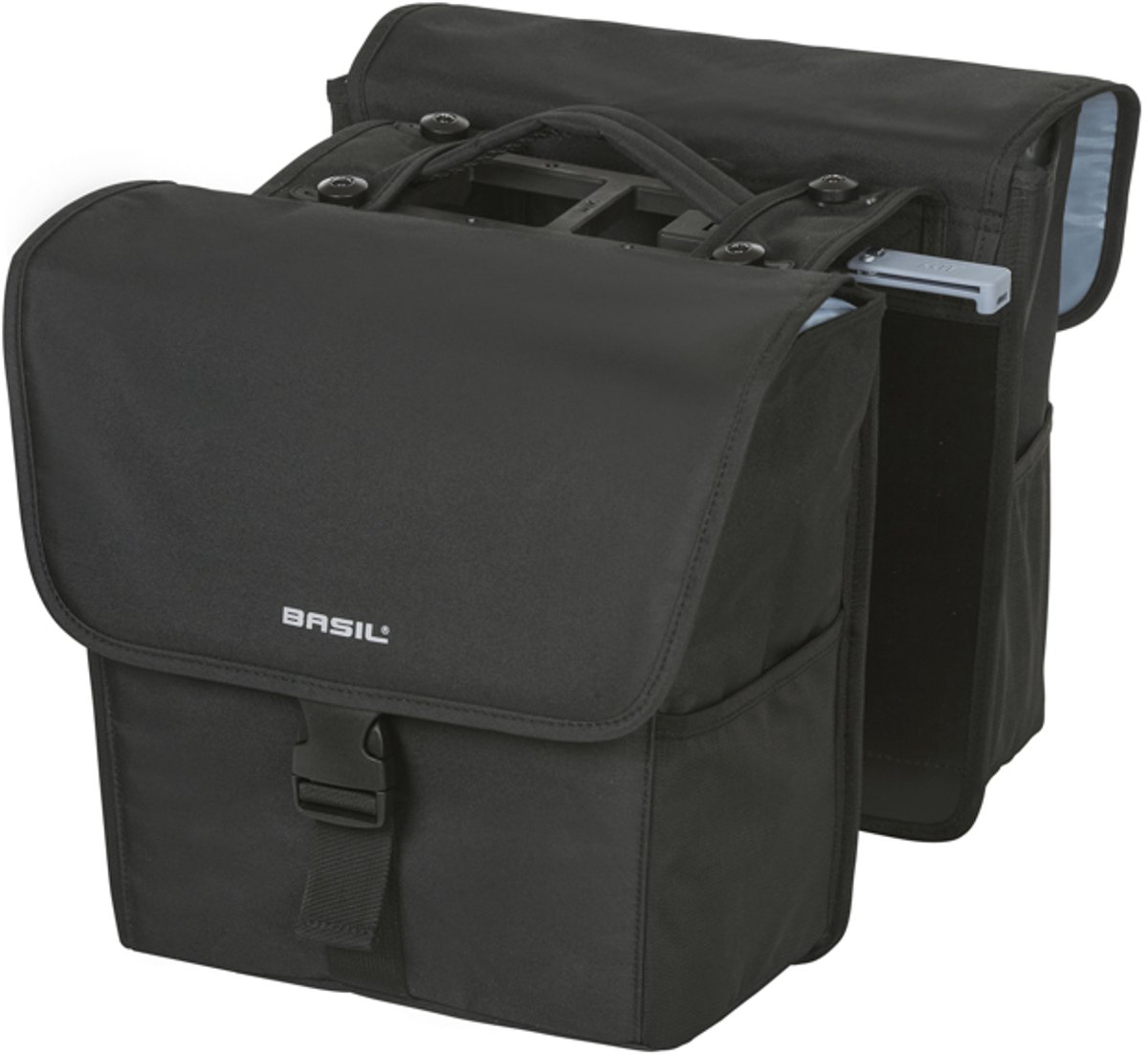 BASIL Go Double MIK 2.0 Doppeltasche 32 Liter - 900D Polyester, Kordelverschluss, Reflexion, vormontierte MIK 2.0 Adapterplatte