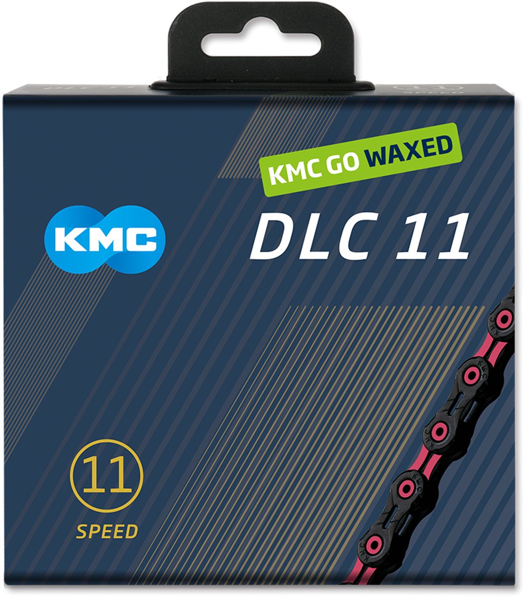 KMC DLC 11 WAXED Fahrradkette 11-fach Schwarz-Pink - Diamond Like Coating