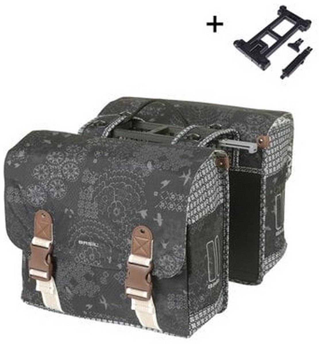 BASIL Bohème Double Bag MIK 2.0 - 35 Liter Doppeltasche wasserabweisend mit Reflektion & MIK 2.0-Adapterplatte