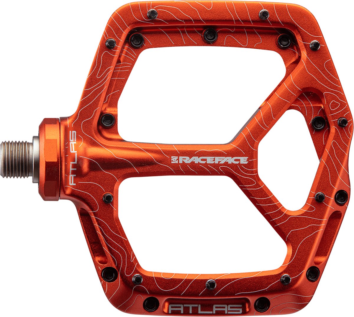 Race Face Atlas Plattform-Pedal, orange - robustes Flat-Pedal für volle Kontrolle