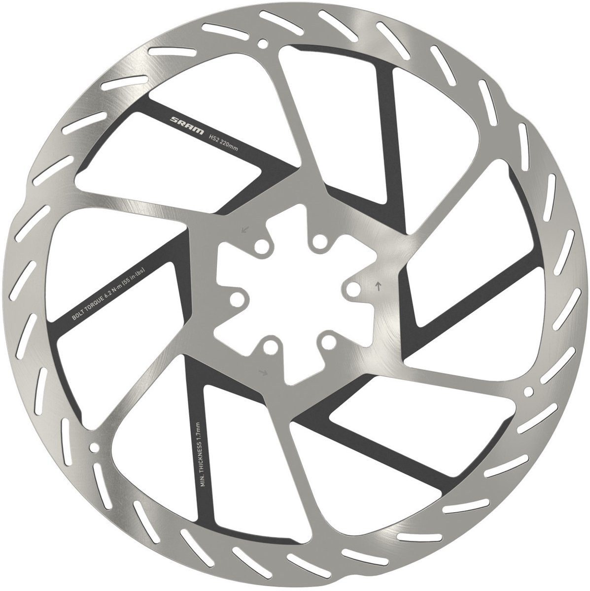SRAM Bremsscheibe HS2 6-Loch 220 mm - maximale Bremsleistung und Wärmeableitung