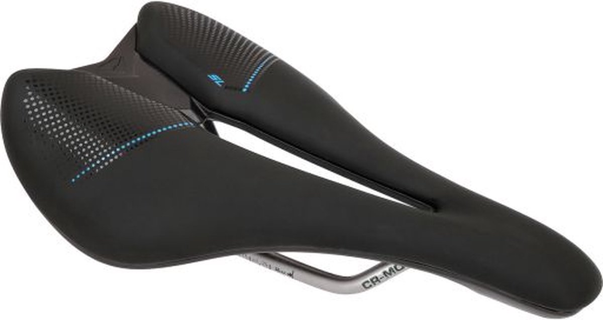 Merida Sattel EXPERT SL 240/140 Schwarz/blau - sportlicher Komfortsattel mit V-Mount