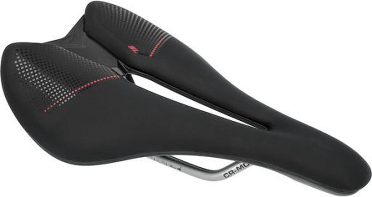 Merida Sattel EXPERT SL 240/140 Schwarz/rot - sportlicher Komfortsattel mit V-Mount
