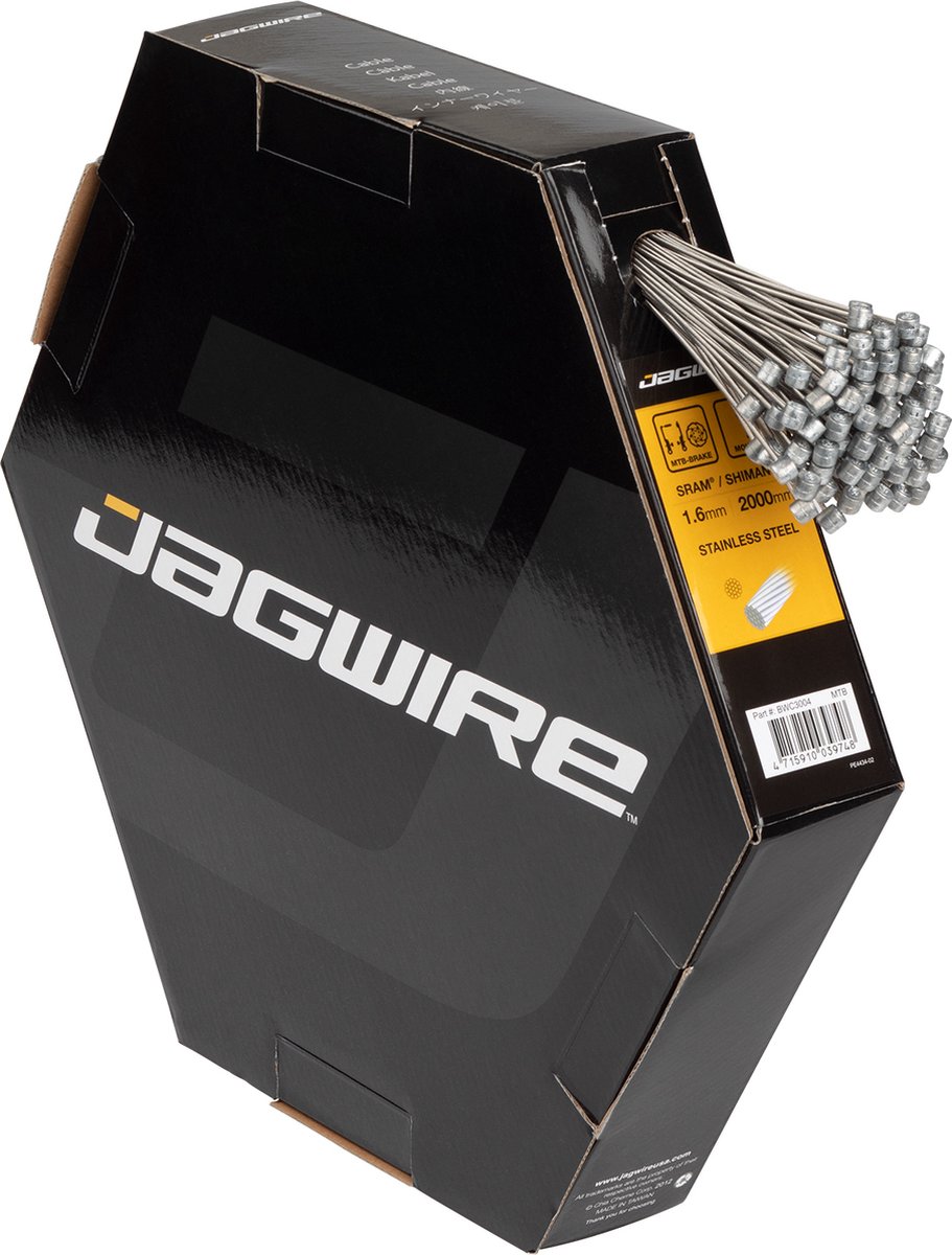 Jagwire Bremszug Mountain Basic Edelstahl 1.6 x 2000 mm Silber - korrosionsbeständige Werkstattlösung