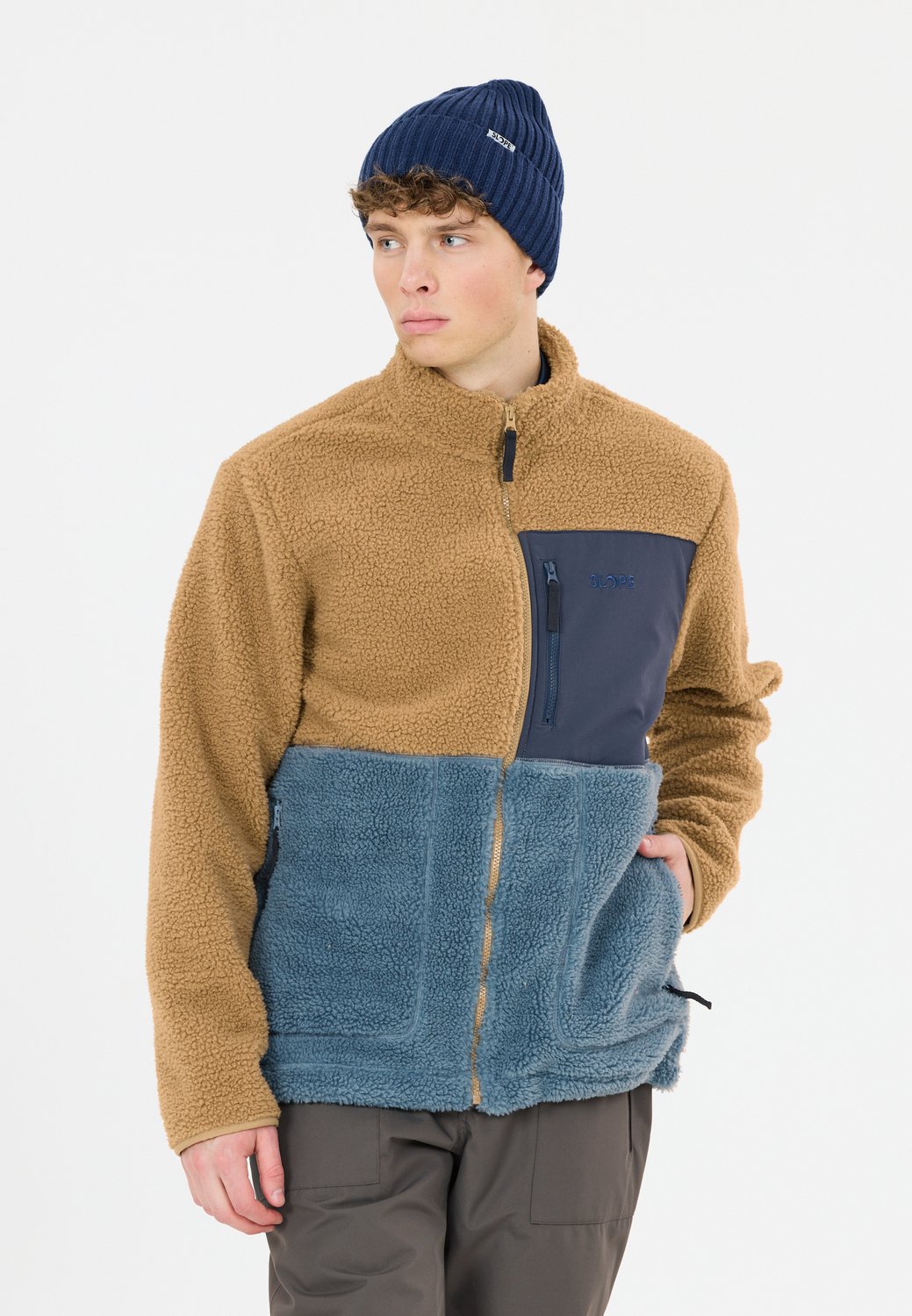 SLOPE Katau Teddy, chaqueta de forro polar, hombre, petrified oak