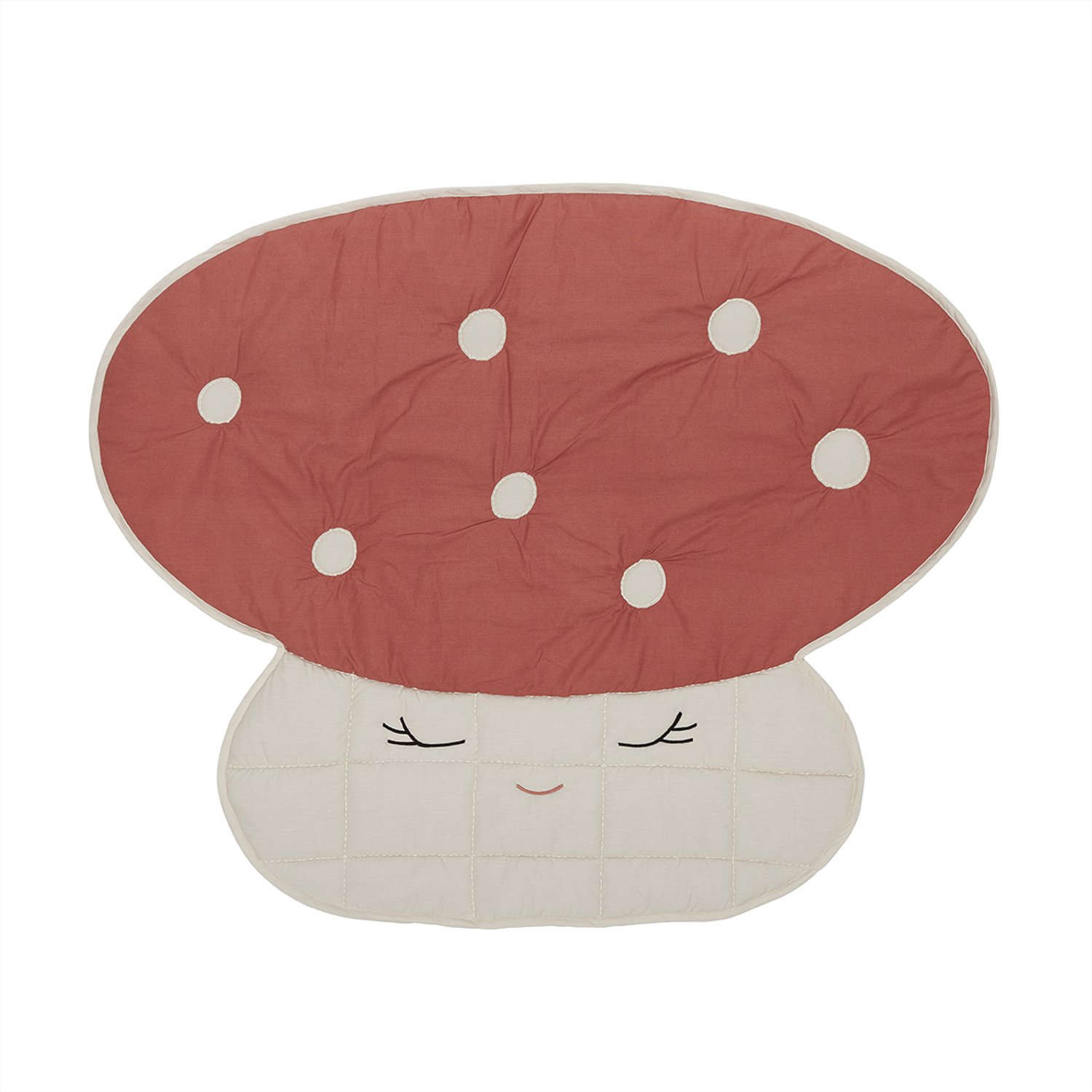 OYOY Couverture matelassée Mushroom Rouge pâle