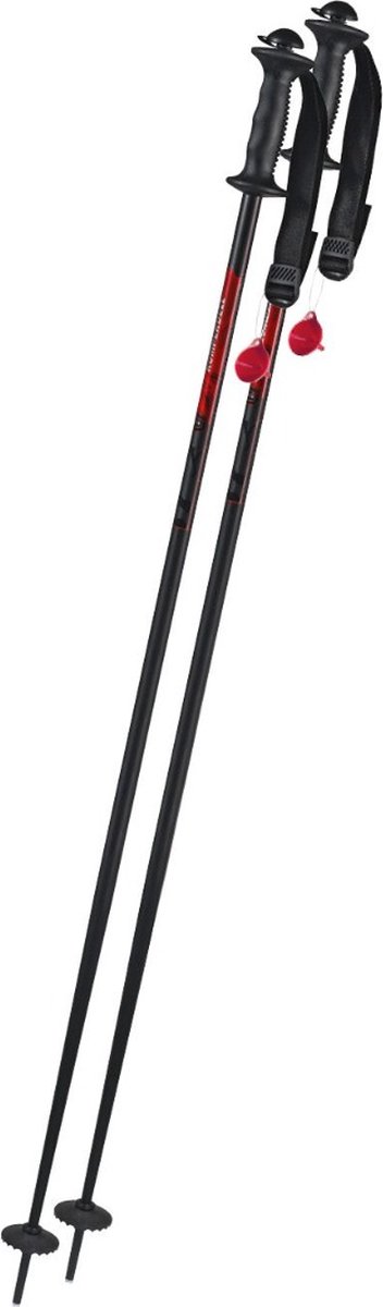 Komperdell Alpine bastone da sci con fiaschetta, bastone da sci, nero/rosso
