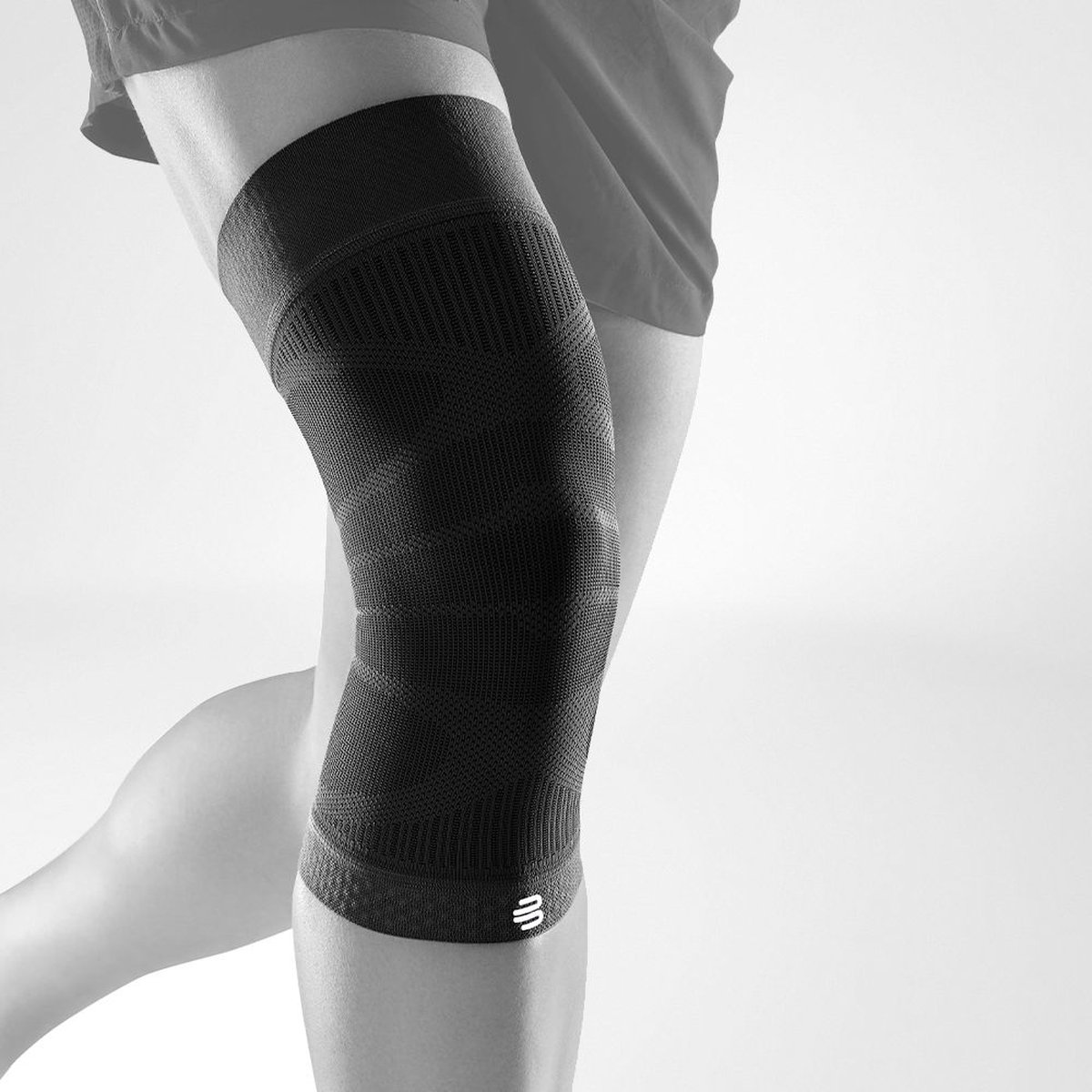 Ginocchiera a compressione sportiva Bauerfeind, supporto per ginocchio, nero